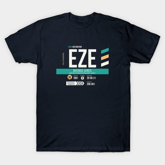 Buenos Aires (EZE) Airport Code Baggage Tag T-Shirt by SLAG_Creative